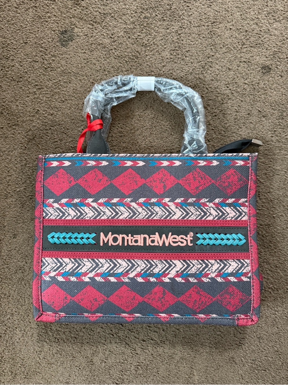 Montana West Pink, Gray & Turquoise Patterned Tote